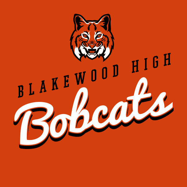 Script typography bobcat mascot school spiritwear design template for fan apparel