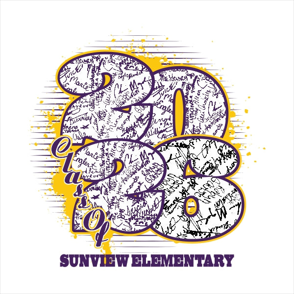 Class of 2026 signature class shirt design template with customizable mascot and school colors