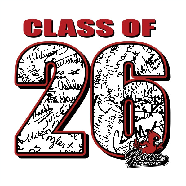 Class of 2026 signature shirt design template with customizable school name and graduation year