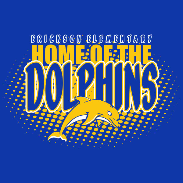 Dolphin mascot school spiritwear design template for elementary school spirit shirts