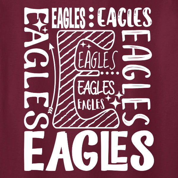 Repeat typography eagle mascot school spiritwear design template for school apparel