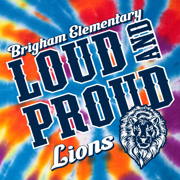 Bold typography lion mascot school spiritwear design template for school apparel. Loud and Proud Tie-Dye t-shirt