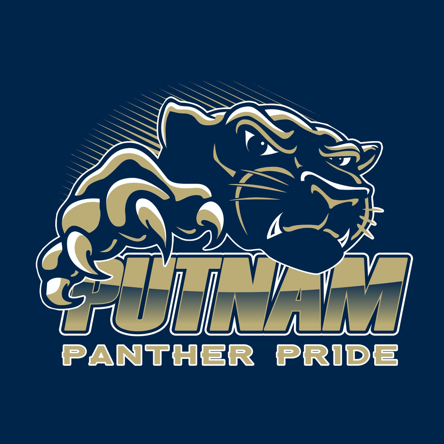 Bold panther mascot school spiritwear design template for school apparel