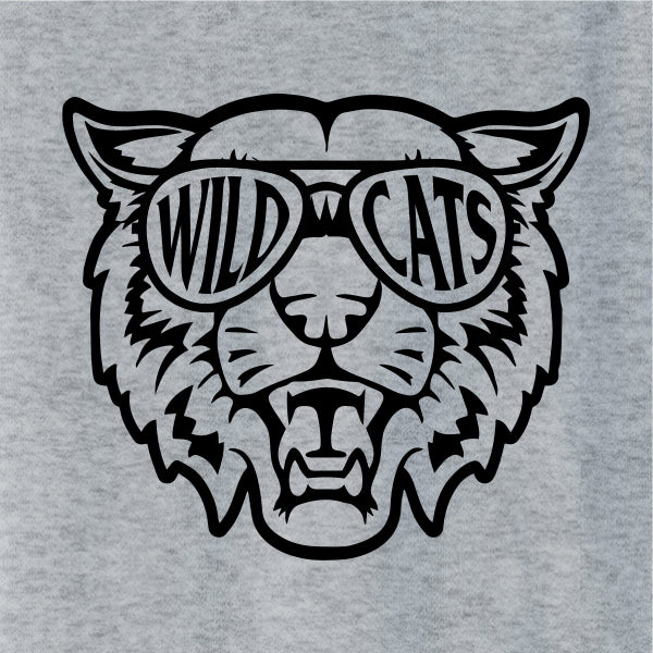 Wildcat mascot head school spiritwear design template for custom school apparel