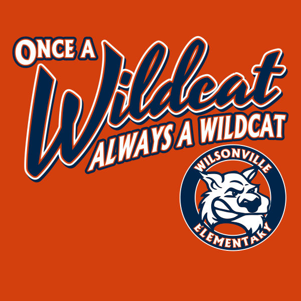 Script slogan wildcat mascot school spiritwear design template for school apparel