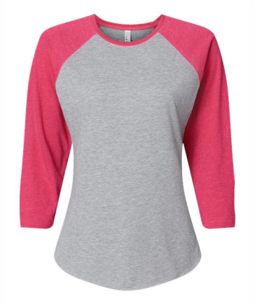Ladies Baseball Fine Jersey 3/4 Sleeve Tee