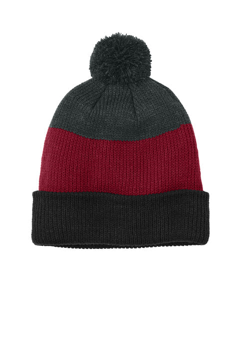 Cozy Striped Pom Beanie