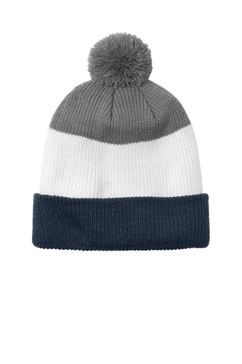 Cozy Striped Pom Beanie