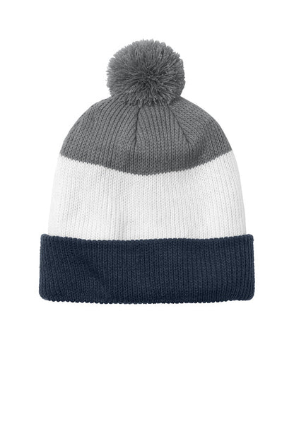 Cozy Striped Pom Beanie