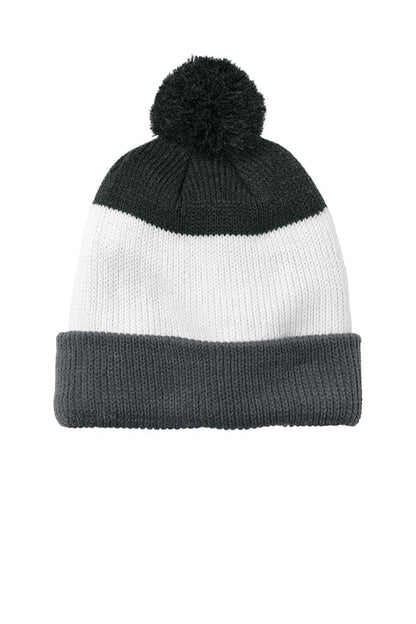 Cozy Striped Pom Beanie