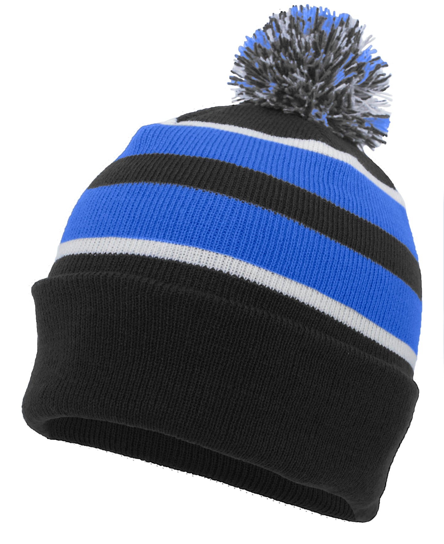 Knit Fold Over Pom-Pom Beanie