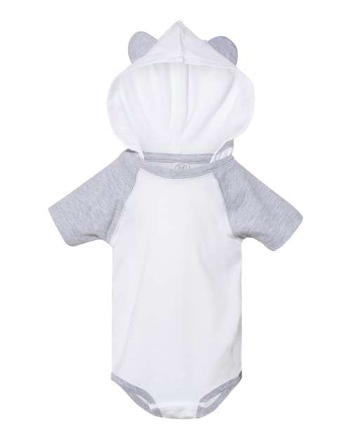 Infant Short Sleeve Raglan Bodysuit with Hood & Ears