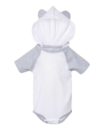 Infant Short Sleeve Raglan Bodysuit with Hood & Ears