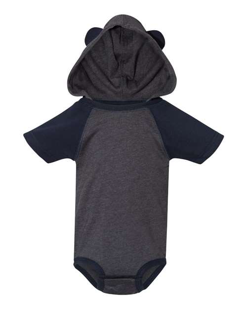 Infant Short Sleeve Raglan Bodysuit with Hood & Ears