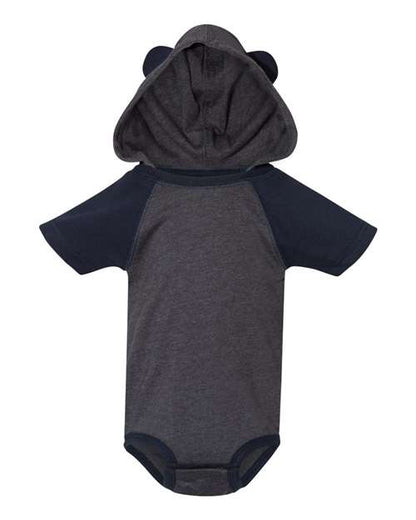 Infant Short Sleeve Raglan Bodysuit with Hood & Ears