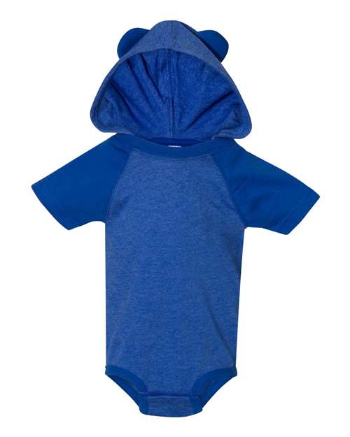 Infant Short Sleeve Raglan Bodysuit with Hood & Ears