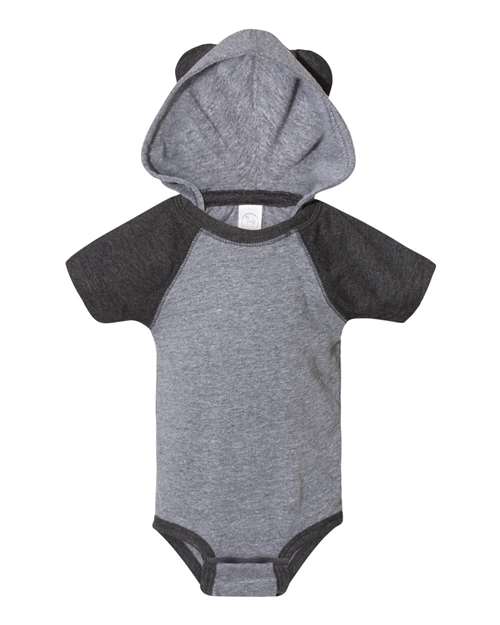 Infant Short Sleeve Raglan Bodysuit with Hood & Ears