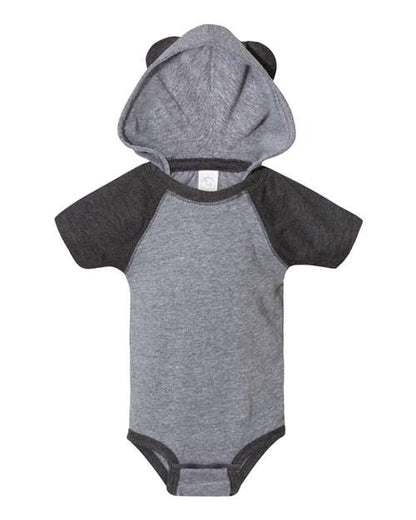 Infant Short Sleeve Raglan Bodysuit with Hood & Ears