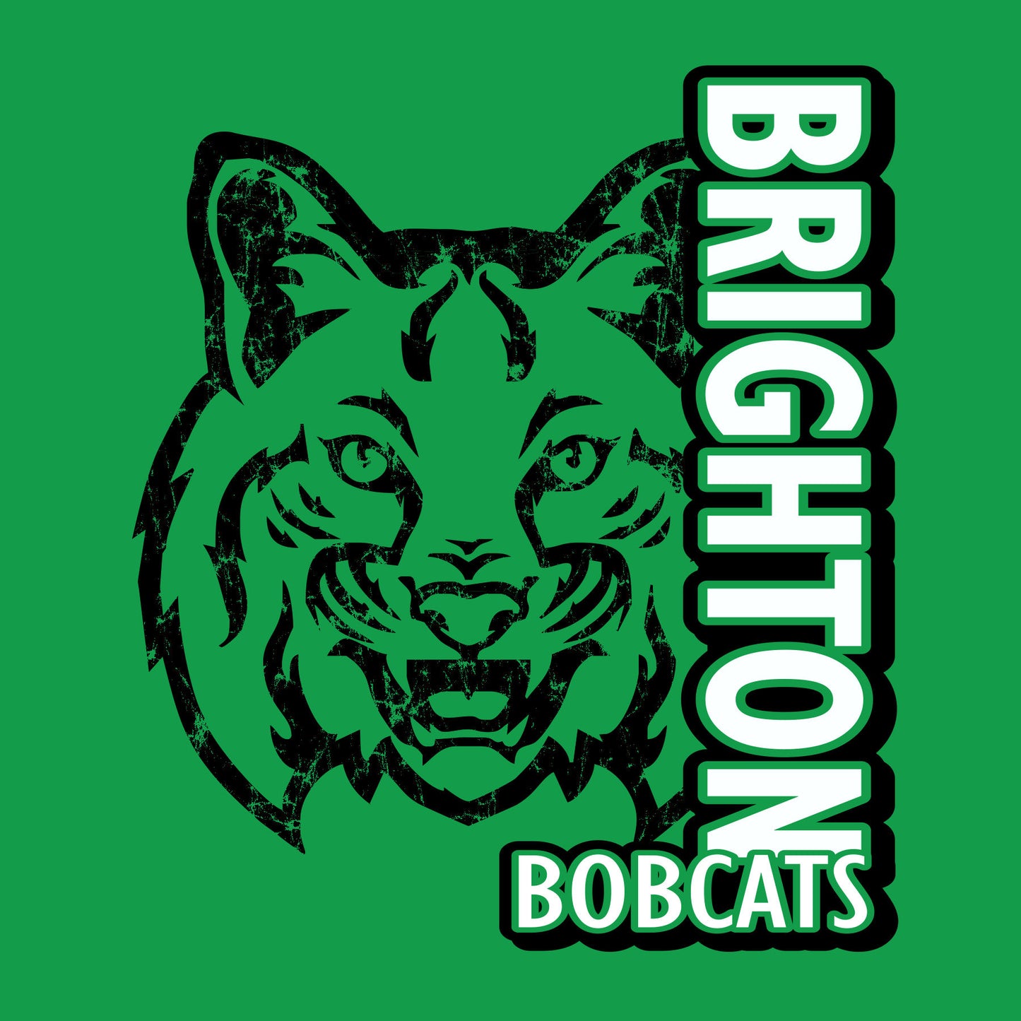 Vertical typography bobcat mascot school spiritwear design template for school apparel