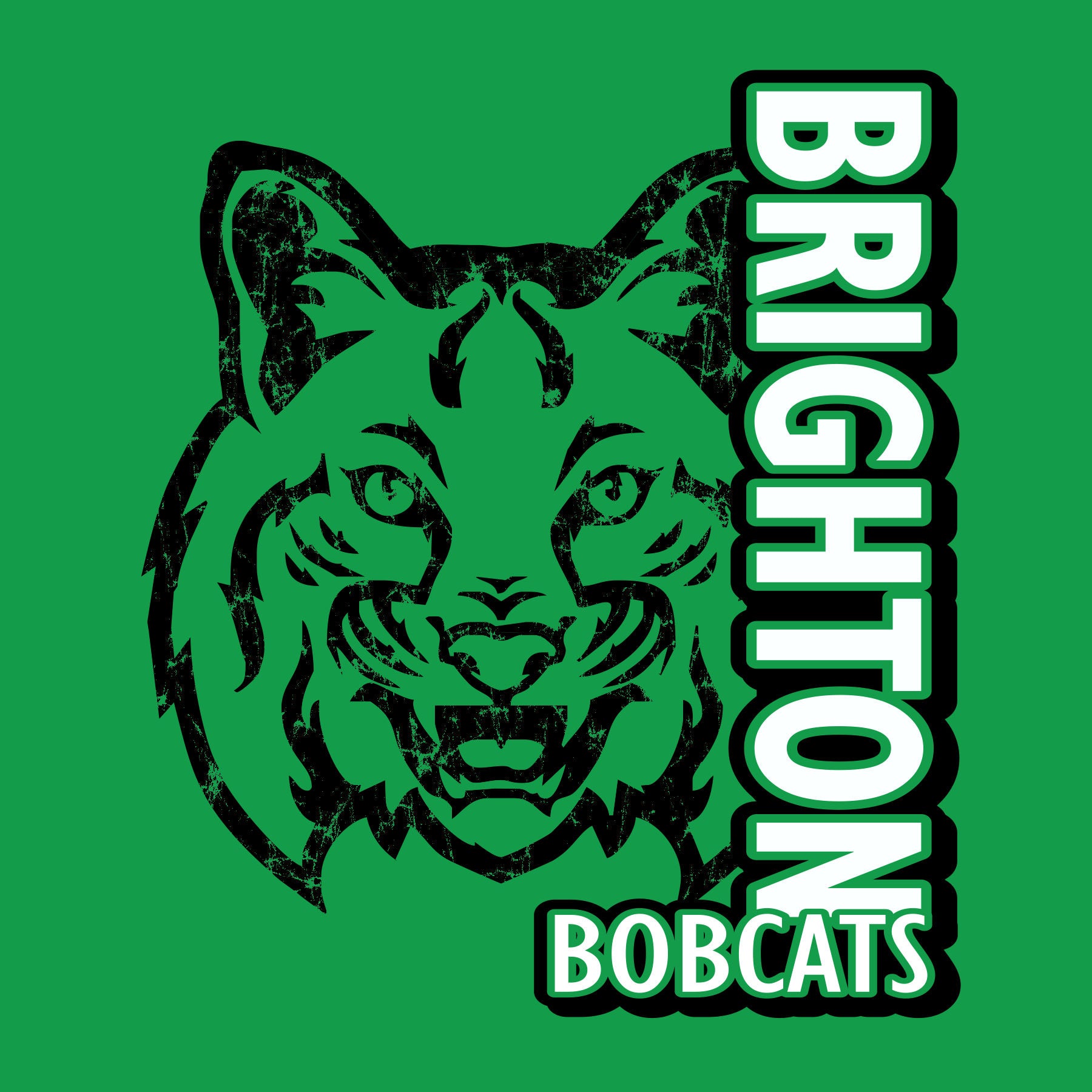 Vertical typography bobcat mascot school spiritwear design template for school apparel