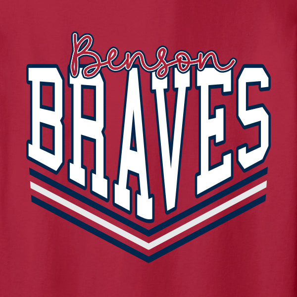 Chevron typography brave mascot school spiritwear design template for school apparel
