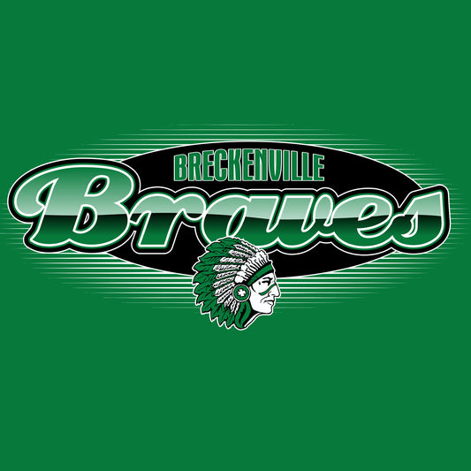 Script logo brave mascot school spiritwear design template for school spirit shirts