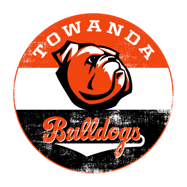 Circular badge bulldog mascot school spiritwear design template for fan apparel

