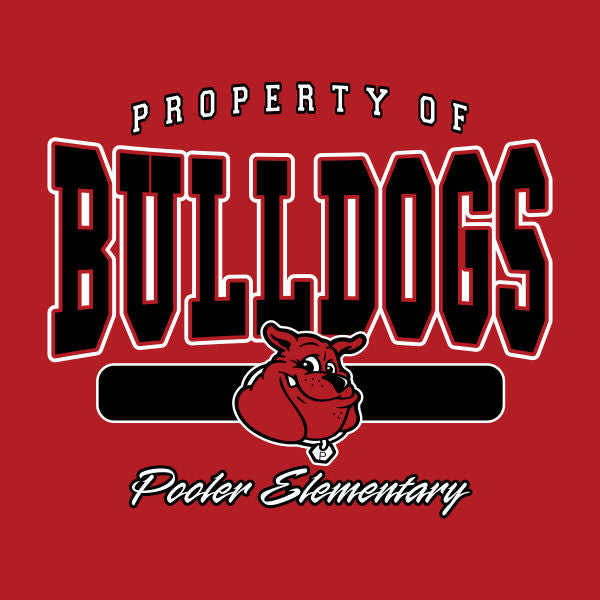 Property style bulldog mascot school spiritwear design template for elementary schools