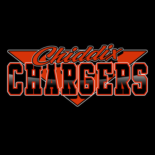Script typography charger mascot school spiritwear design template for custom apparel