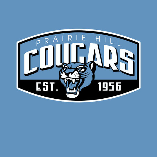 Cougar crest emblem school spiritwear design template for custom apparel