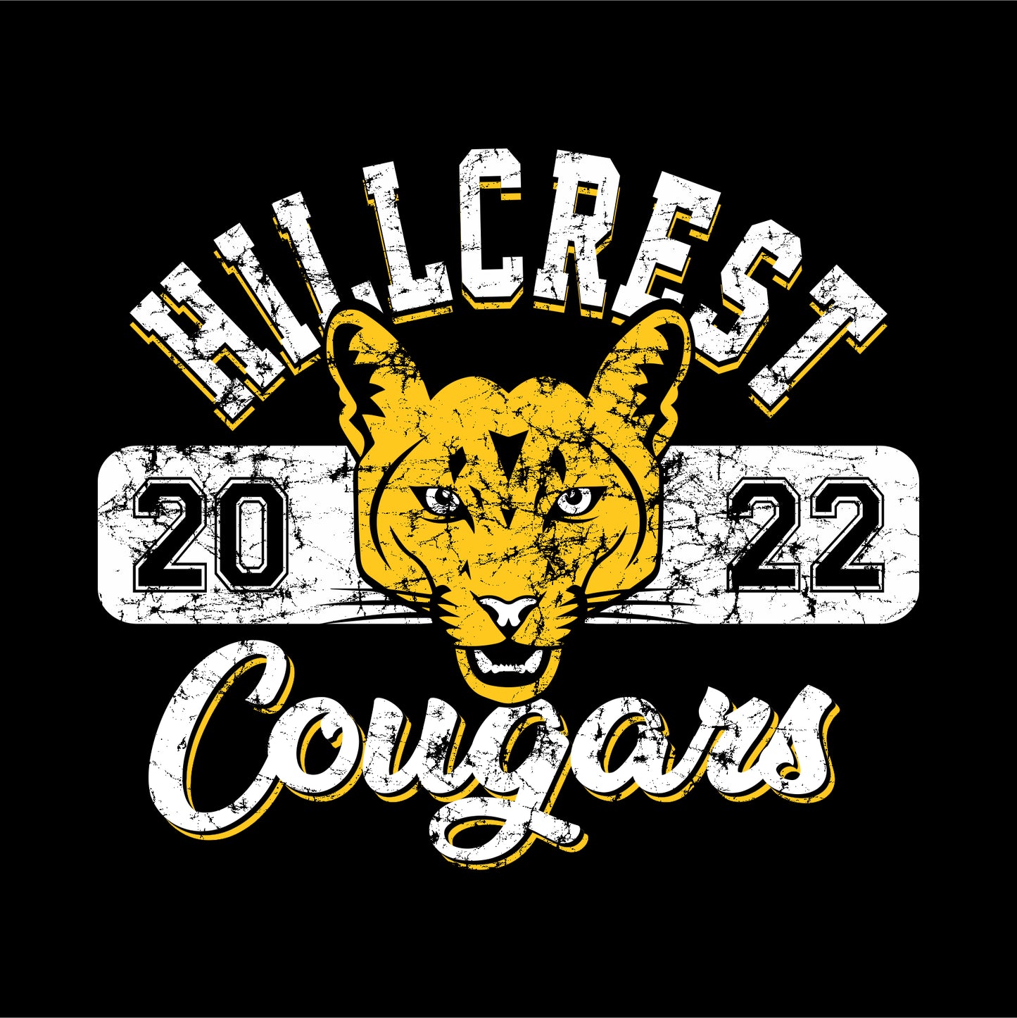 Vintage cougar mascot school spiritwear design template for custom apparel