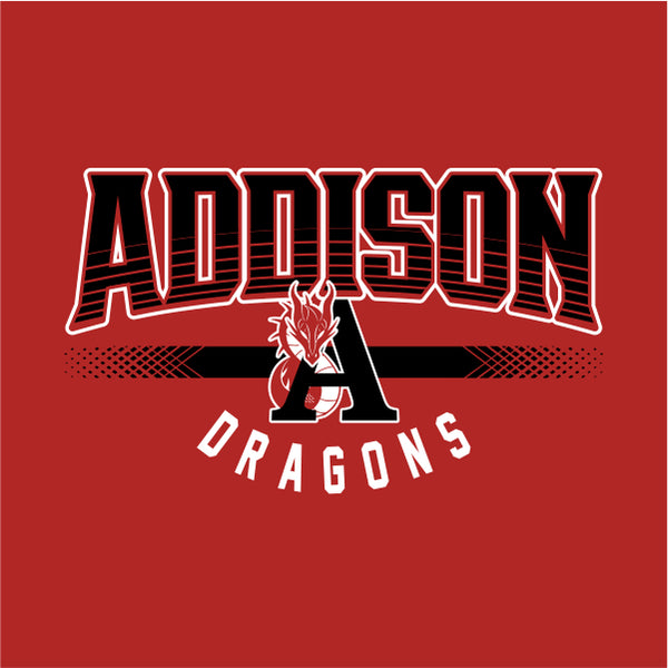 Athletic typography dragon mascot school spiritwear design template for school apparel

