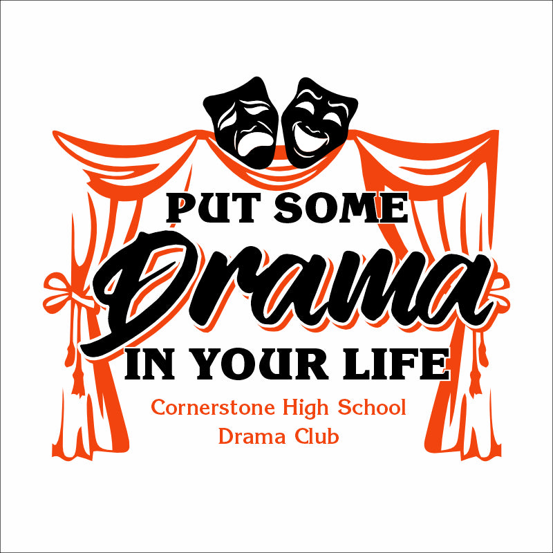 Art club shirt design with circular badge and artistic typography