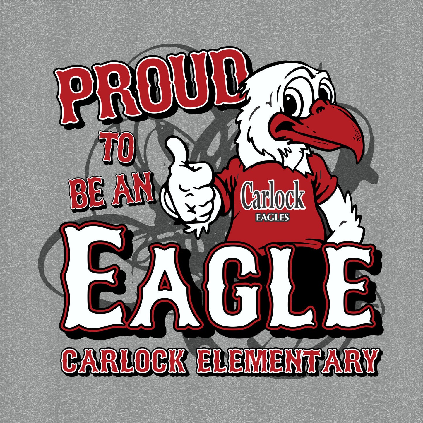 Eagle mascot illustration school spiritwear design template for elementary school apparel.  Proud to be an Eagle