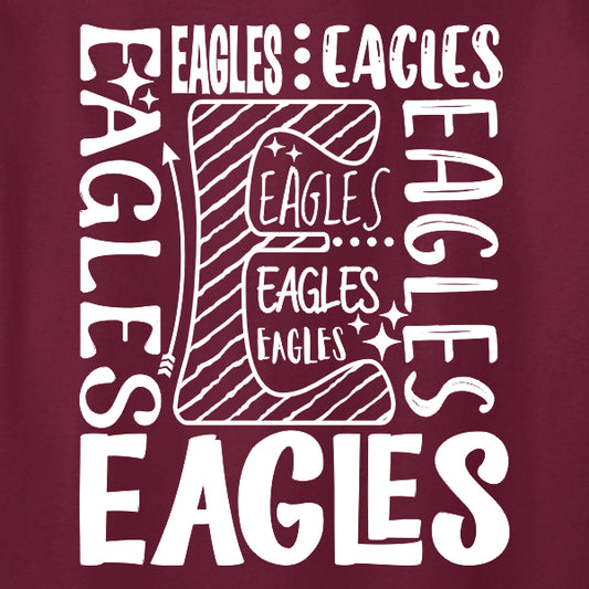 Repeat typography eagle mascot school spiritwear design template for school apparel
