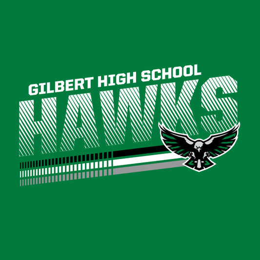 Athletic stripe hawk mascot school spiritwear design template for school apparel