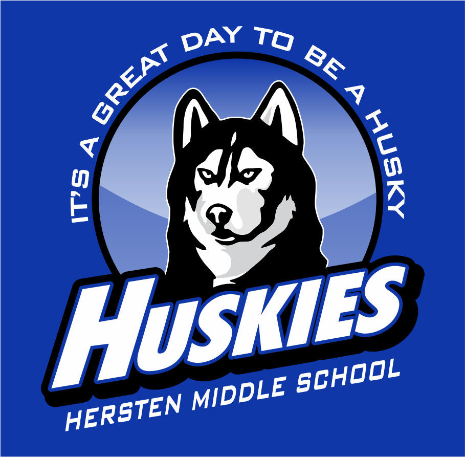 Husky mascot school spiritwear design template for middle school apparel