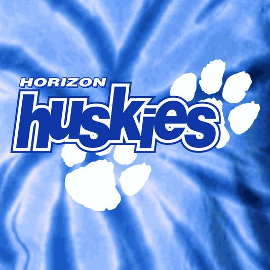 Tie dye husky mascot school spiritwear design template for school spiritwear