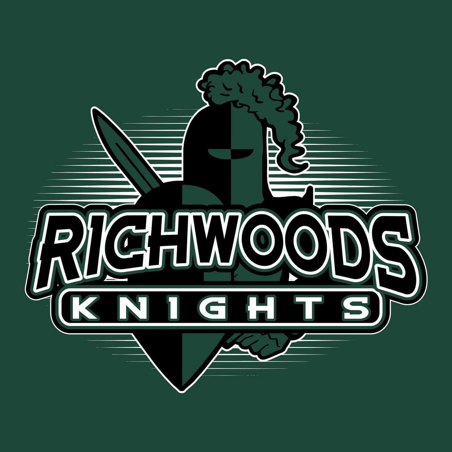 Knight mascot shield style school spiritwear design template for school apparel
