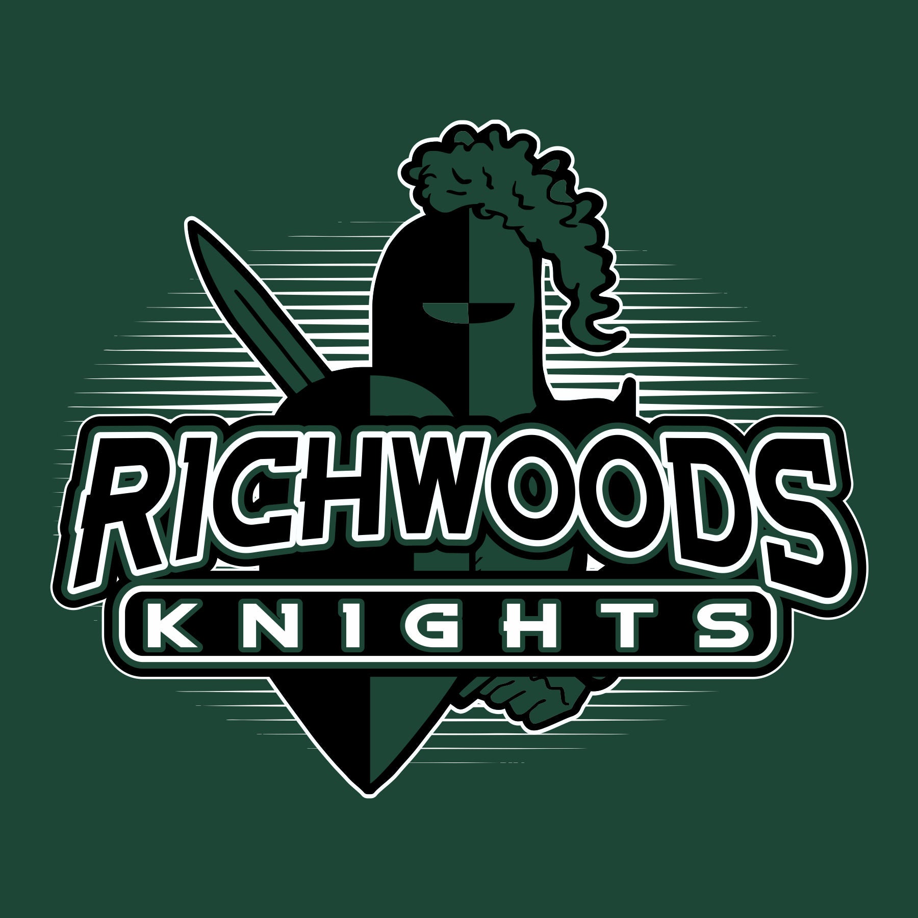 Knight mascot shield style school spiritwear design template for school apparel
