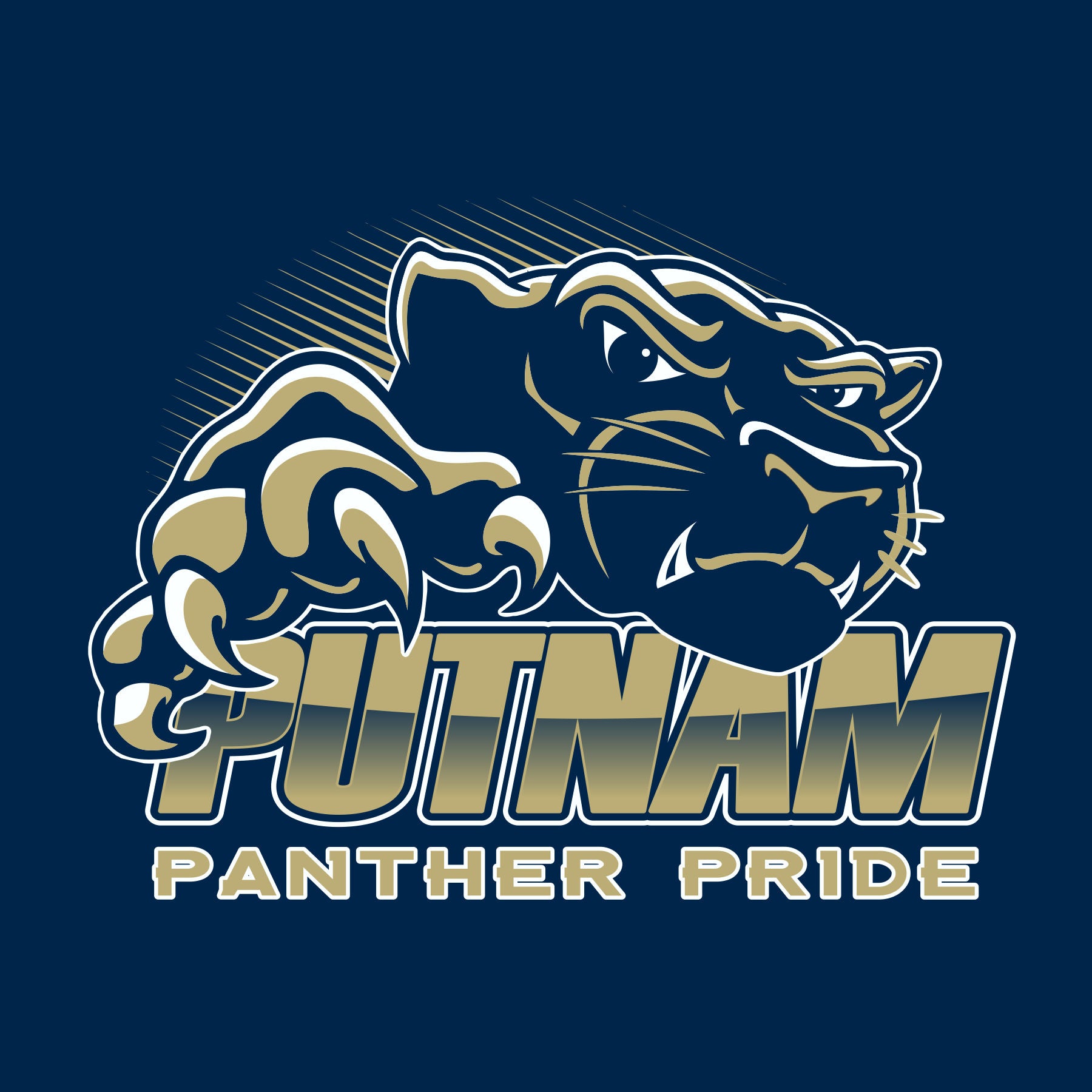 Bold panther mascot school spiritwear design template for school apparel