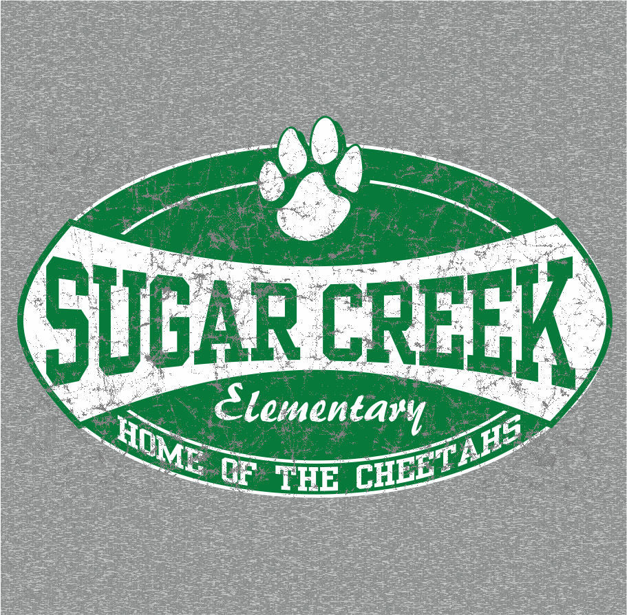 Paw print badge style school spiritwear design template for elementary school apparel