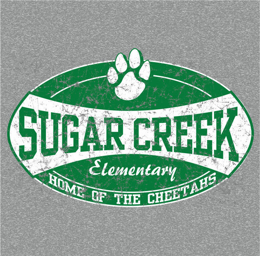 Paw print badge style school spiritwear design template for elementary school apparel