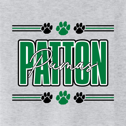 Script lettering panther mascot with pay prints school spiritwear design template for school apparel
