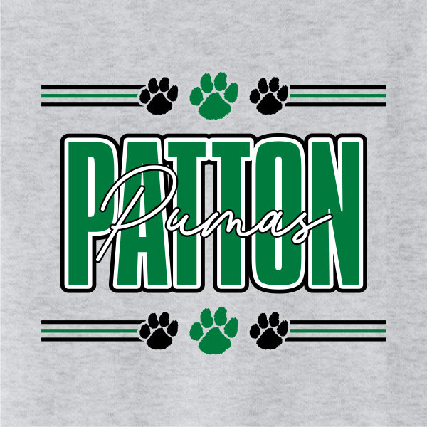 Script lettering panther mascot with pay prints school spiritwear design template for school apparel
