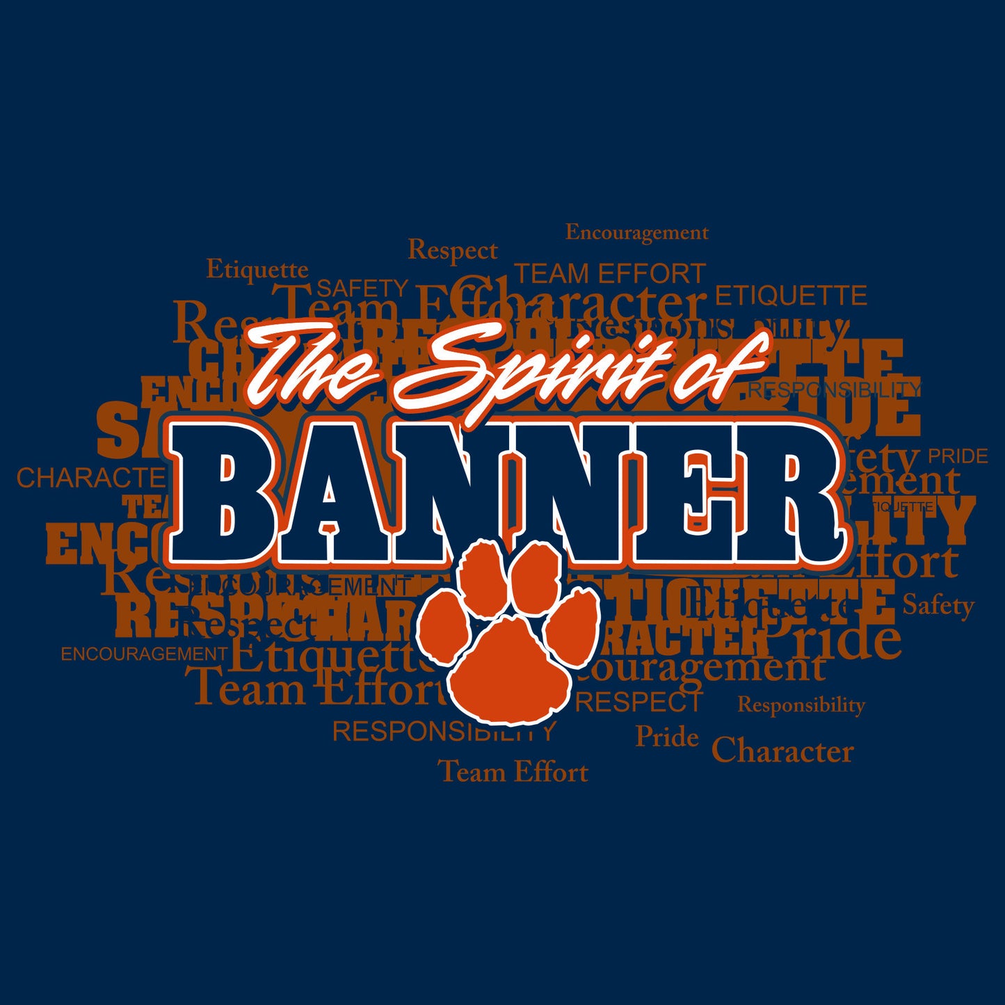 School pride word cloud typography spiritwear design template for custom school apparel