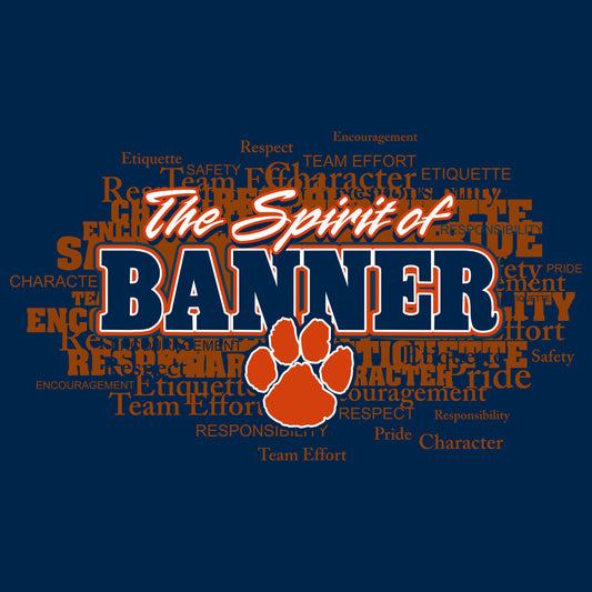 School pride word cloud typography spiritwear design template for custom school apparel