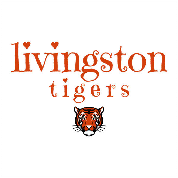 Custom school spiritwear design featuring tiger mascot and curly cue cute lettering