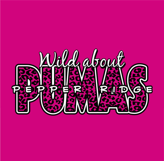 Custom school spiritwear design featuring leopard print, decorative typography and mascot branding