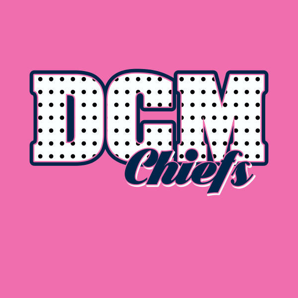 School spiritwear design customized with school initials, mascot name, and colors